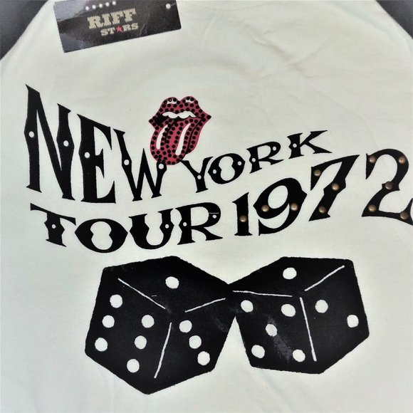 Rolling Stones New York Tour 1972 Dice RIFF Stars Raglan Official T-Shirt M NWT - Picture 2 of 4